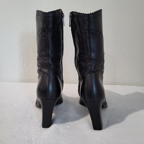 Janita Calf High Heeled Boots 22890, Black SZ 37 - Picture 3 of 15
